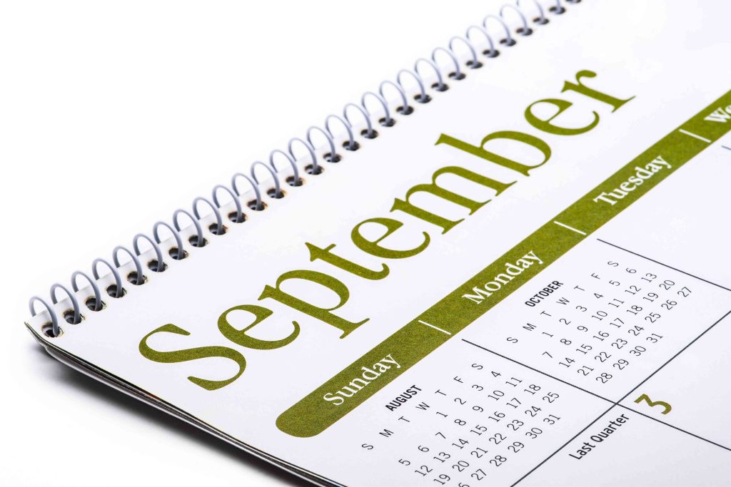 September data on calendar
